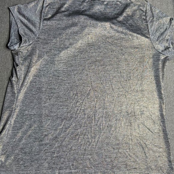 Worthington Women's Blouse 1X Stretch Smock Scoop Neck Metallic Gray RN 93677 - Picture 8 of 9